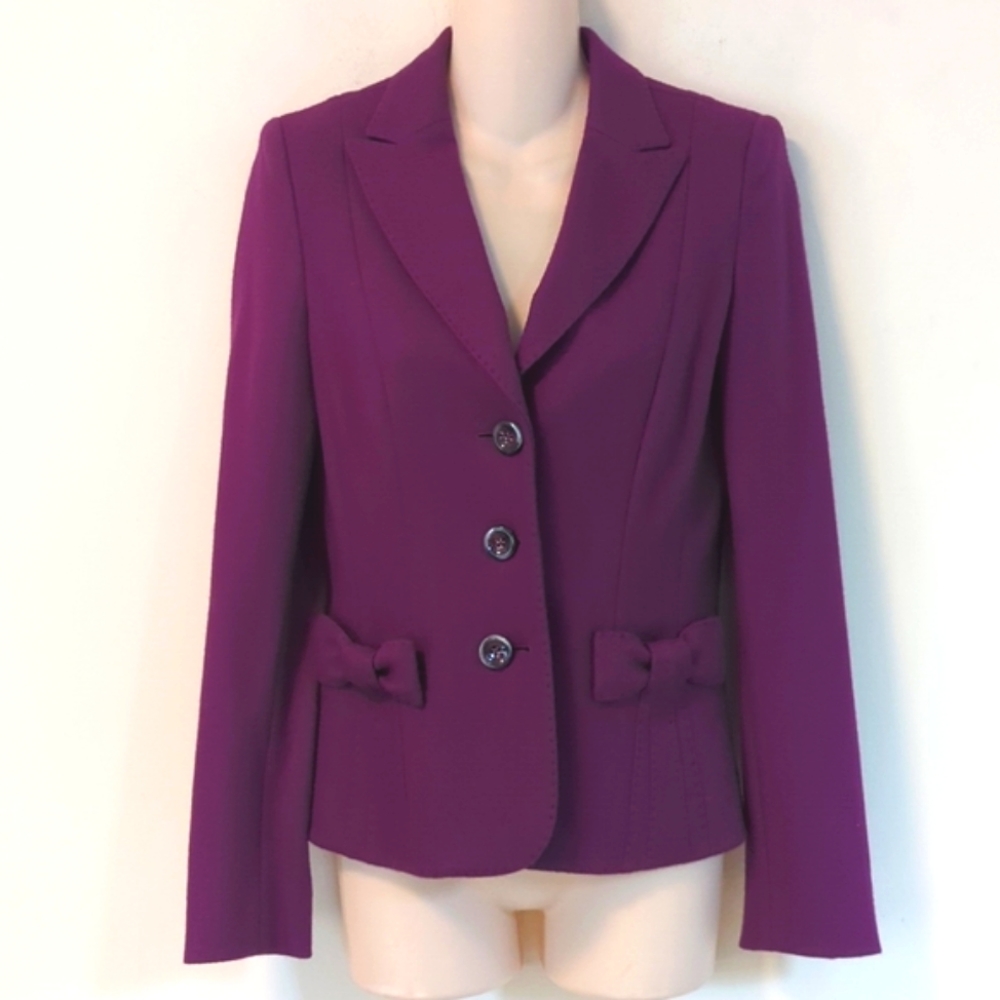Rena Lange Grape Bow Detail Wool Blazer